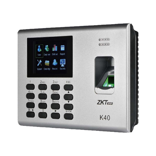 Terminal básico ZKTeco K40 para control de asistencia con 1,000 huellas digitales